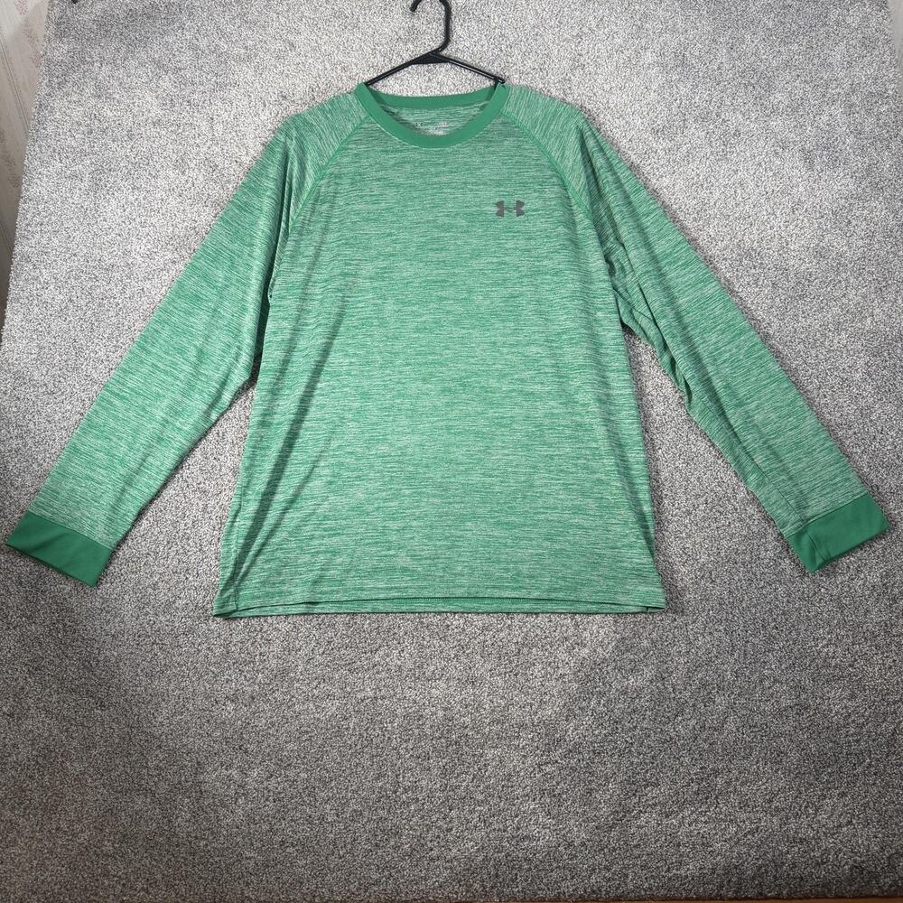 Under Armour HeatGear Shirt Large Green Long Sleeve Athletic Gym Sportswear